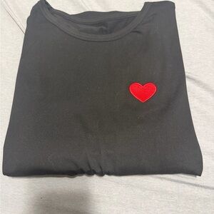 SHEIN Black Long Sleeve Tee with Red Heart